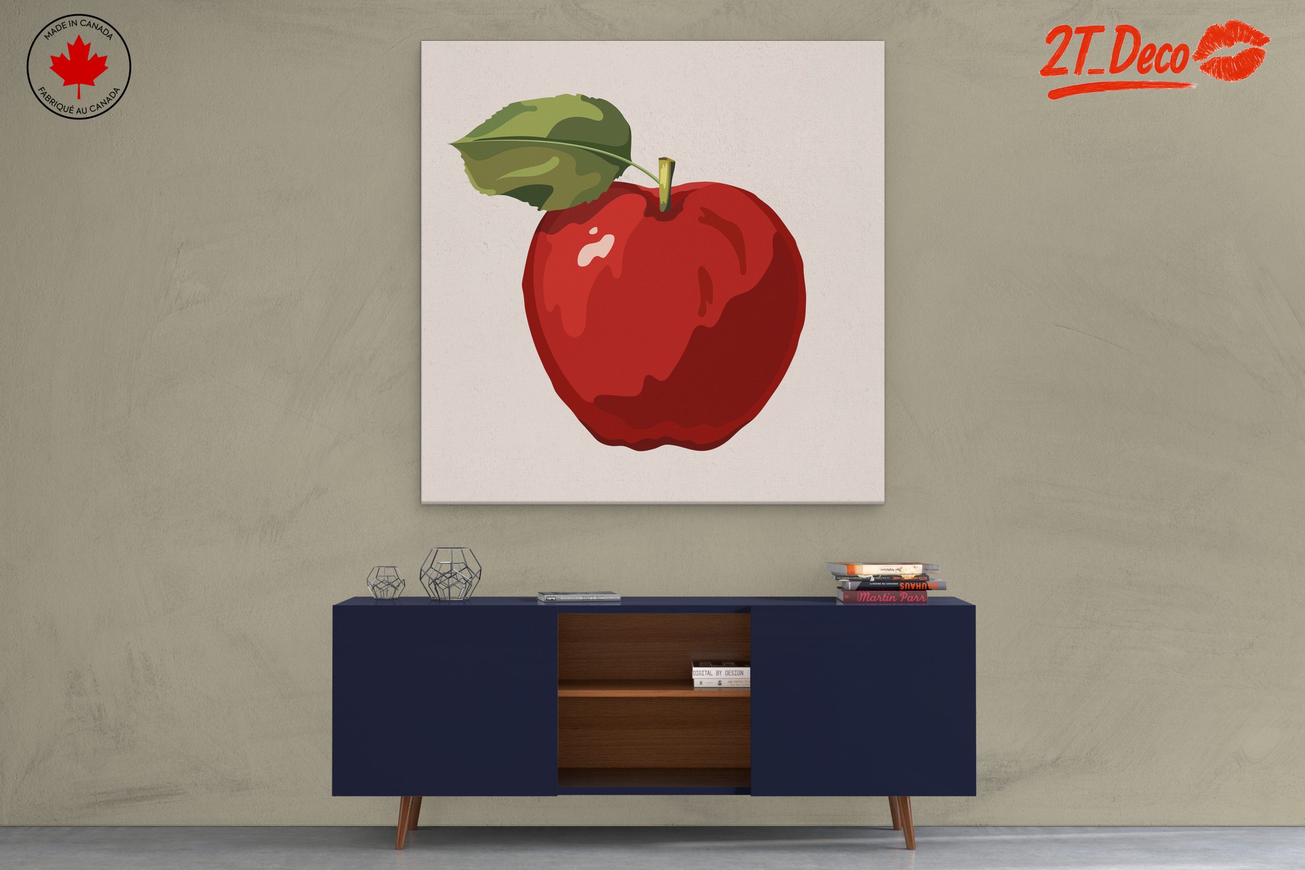 Stylized Red Apple with Leaf - Image 3