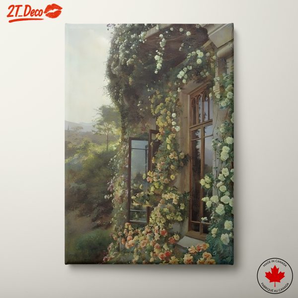 Charming Botanical Window with Blooming Flowers
