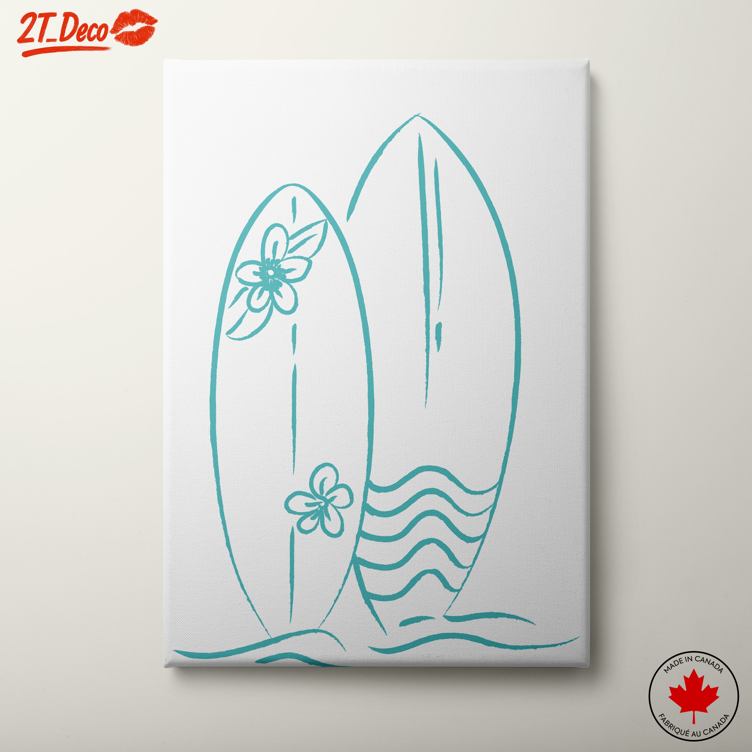 Surfboard Design with Floral Elements
