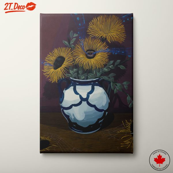 Vibrant Floral Still Life with Musical Elements
