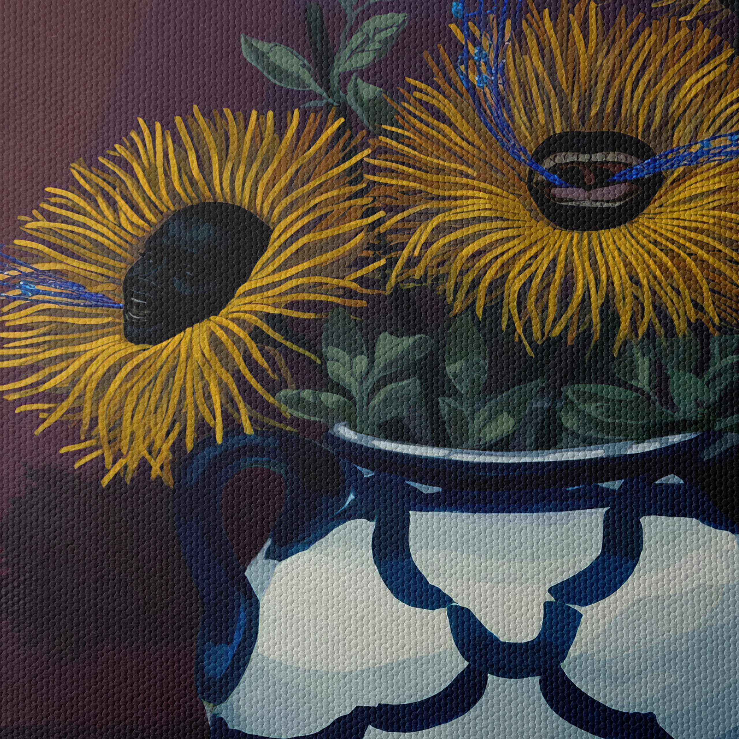 Vibrant Floral Still Life with Musical Elements - Image 4