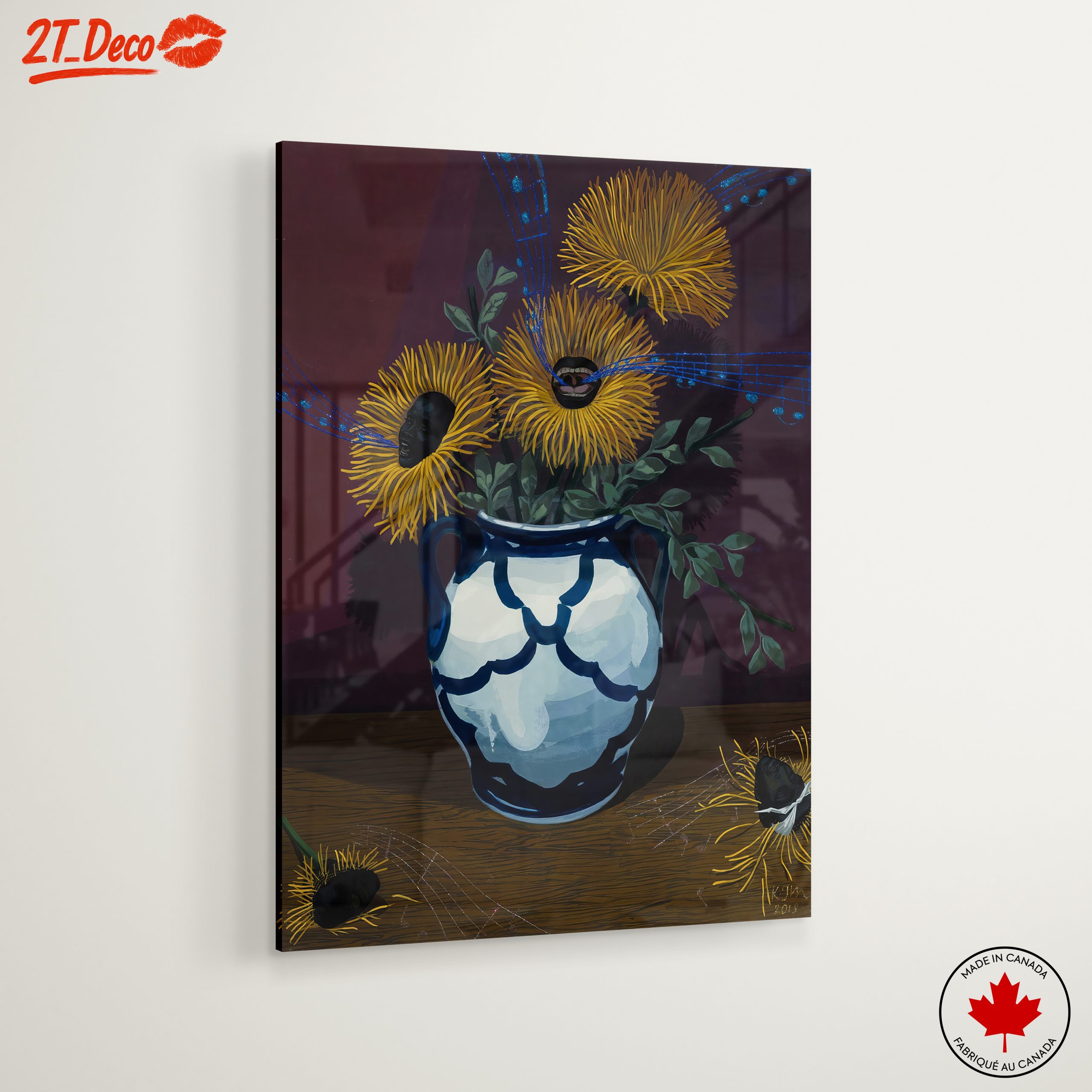 Vibrant Floral Still Life with Musical Elements - Image 6