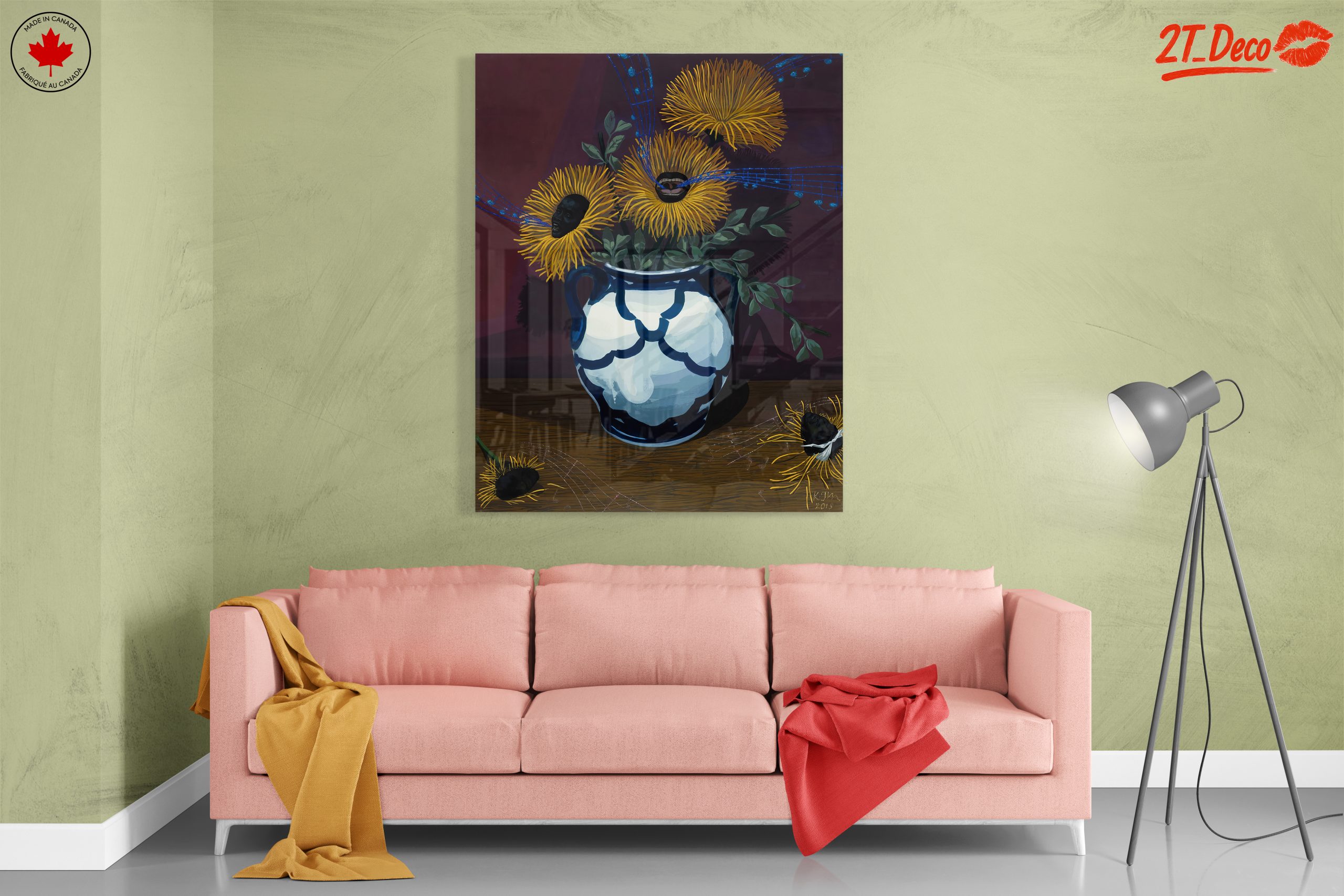 Vibrant Floral Still Life with Musical Elements - Image 7