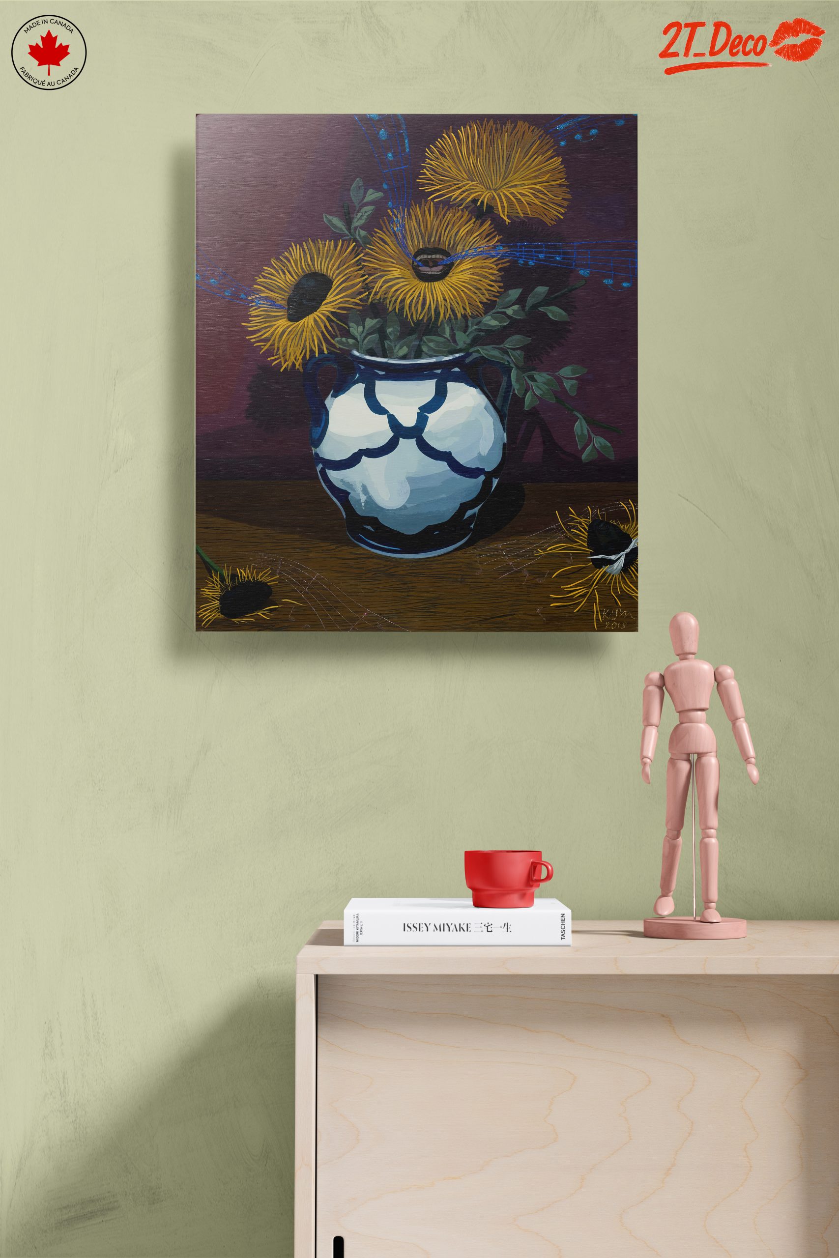Vibrant Floral Still Life with Musical Elements - Image 14