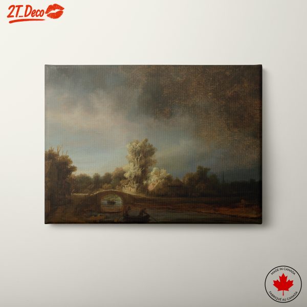 Moody Abstract Landscape with River and Trees