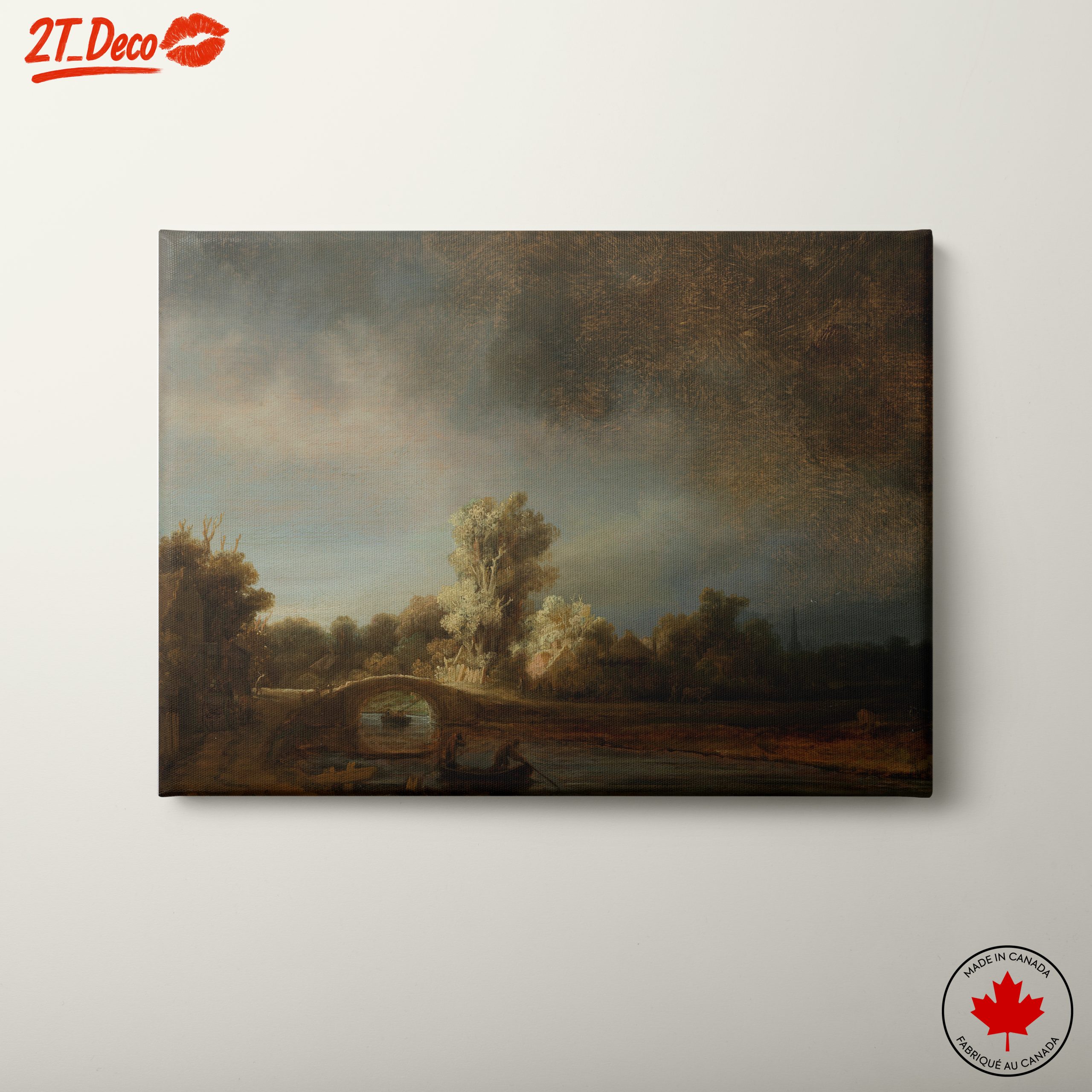 Moody Abstract Landscape with River and Trees