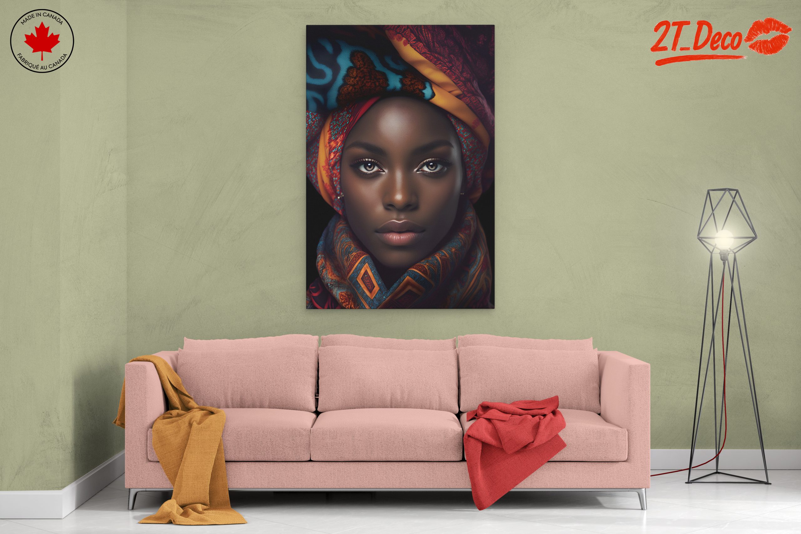 Stunning Cultural Portrait with Colorful Headwrap - Image 2