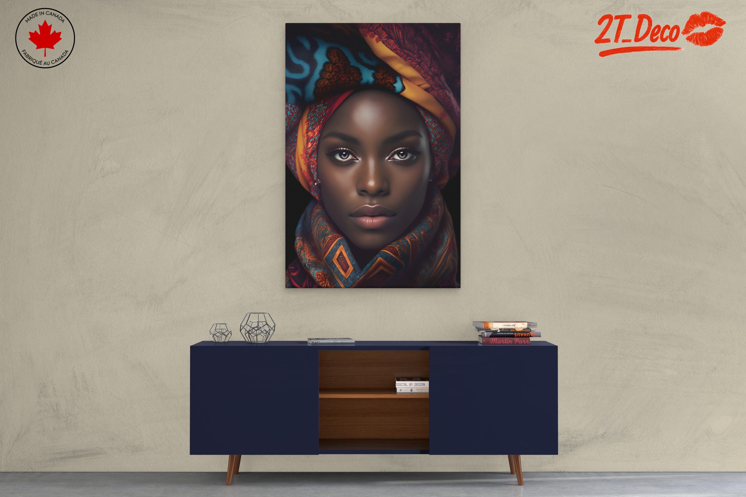 Stunning Cultural Portrait with Colorful Headwrap - Image 3