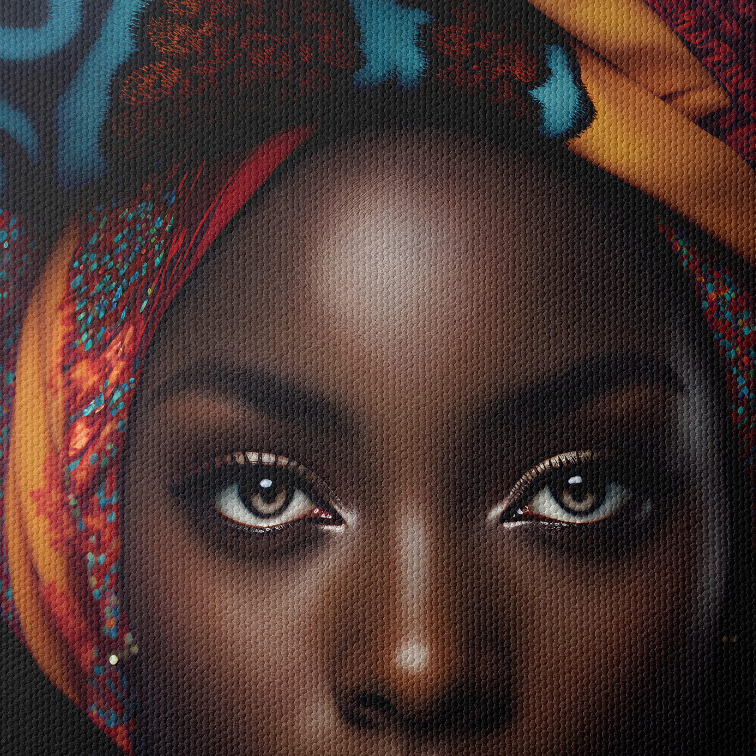 Stunning Cultural Portrait with Colorful Headwrap - Image 4