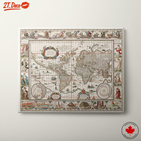 Antique World Map of America and Europe