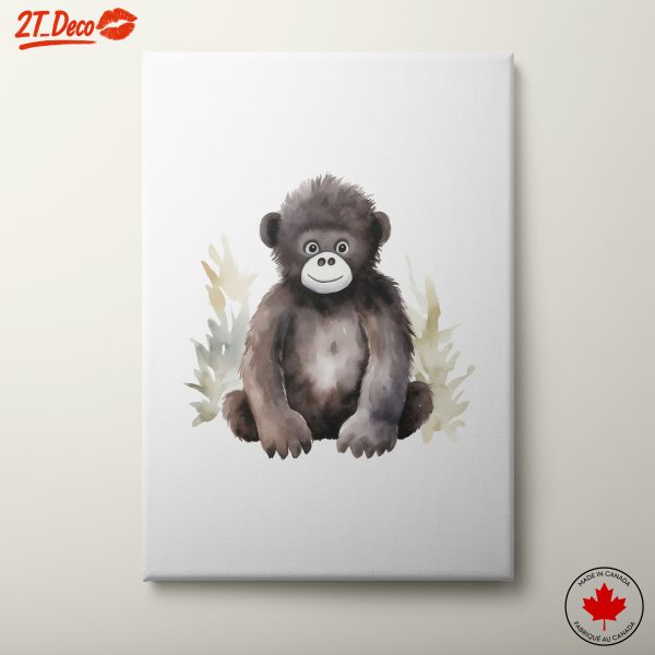 Adorable Gorilla Watercolor Art