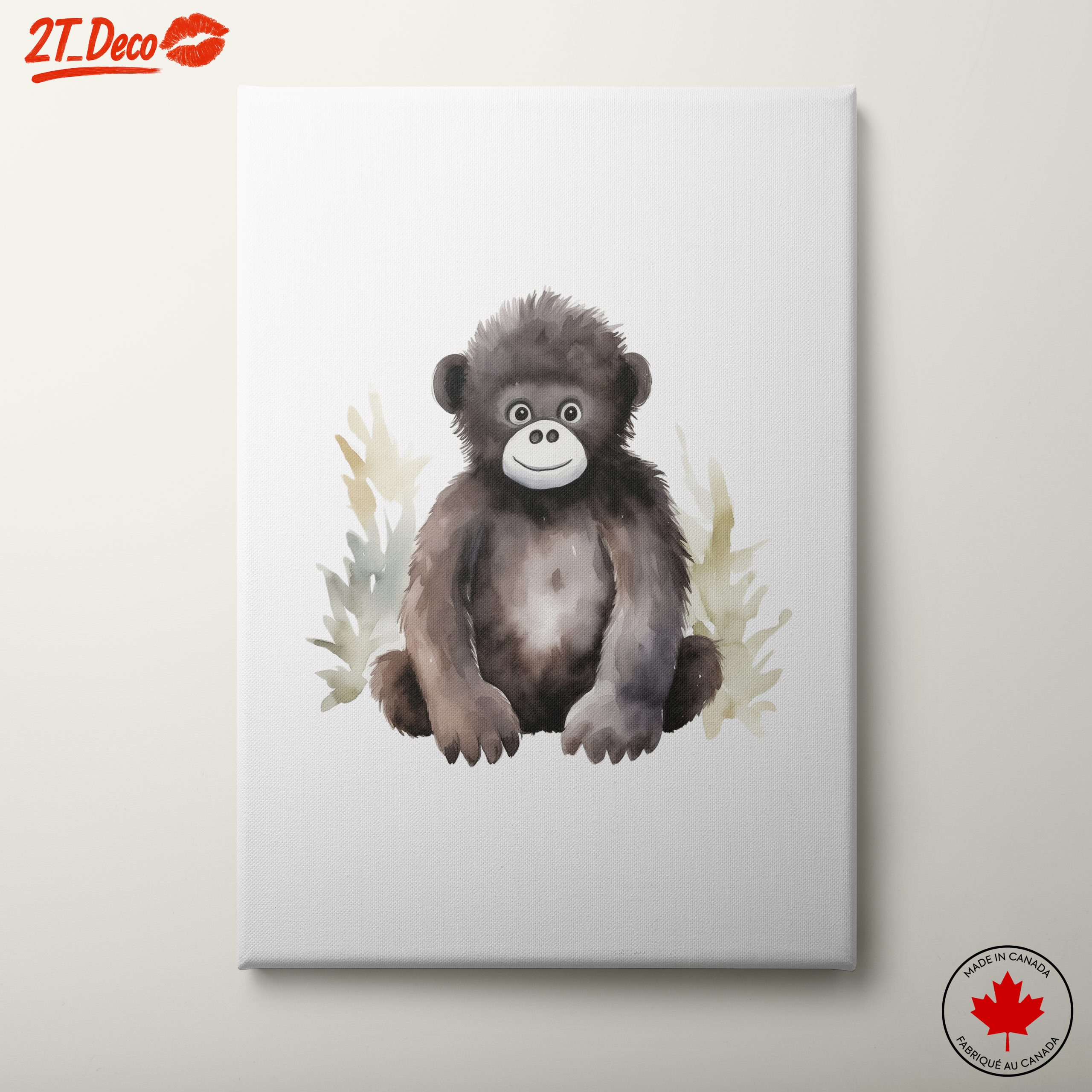 Adorable Gorilla Watercolor Art