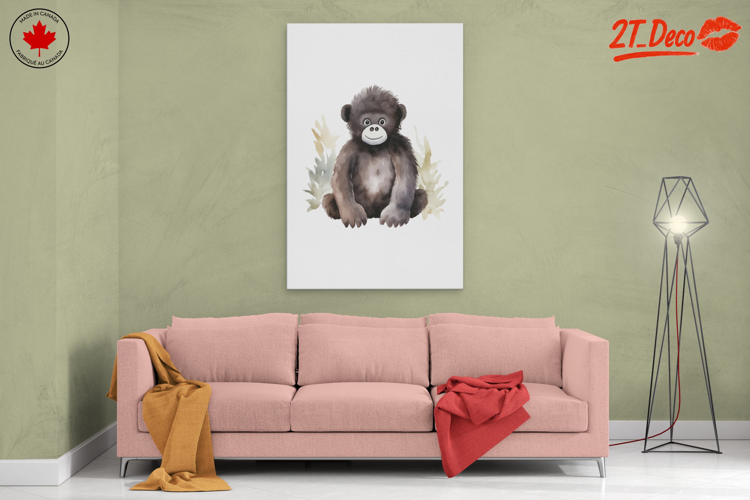 Adorable Gorilla Watercolor Art - Image 2