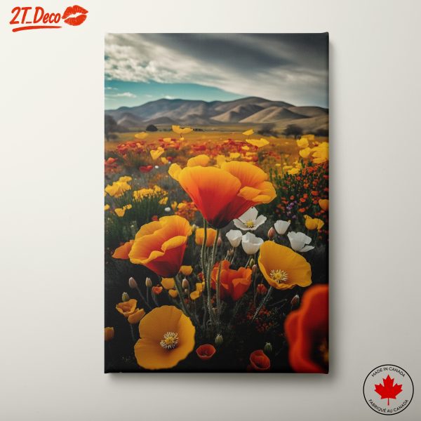 Vibrant Botanical Landscape with Poppy Flowers