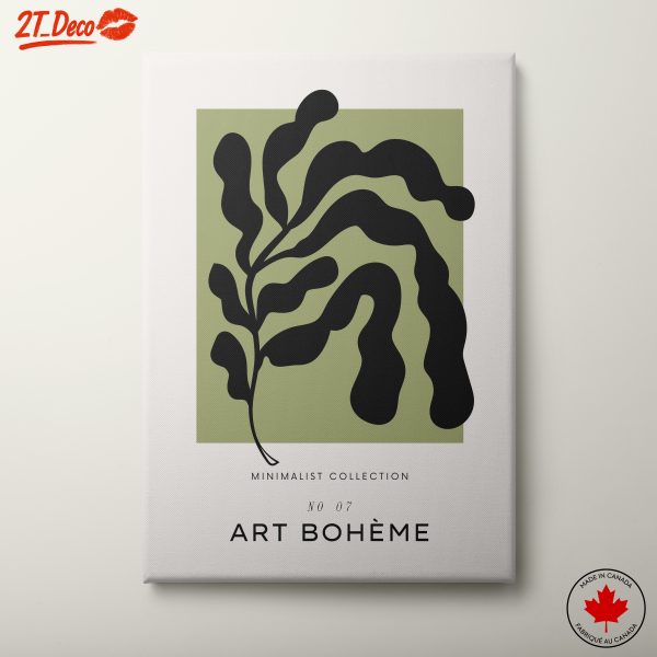 Minimalist Botanical Artwork in Modern Black and Green