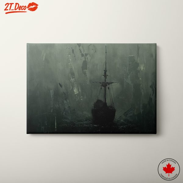 Mystical Foggy Ship Landscape Art
