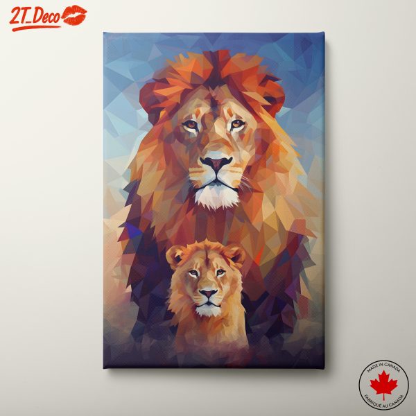 Stylized Lion Portraits in Vibrant Colors