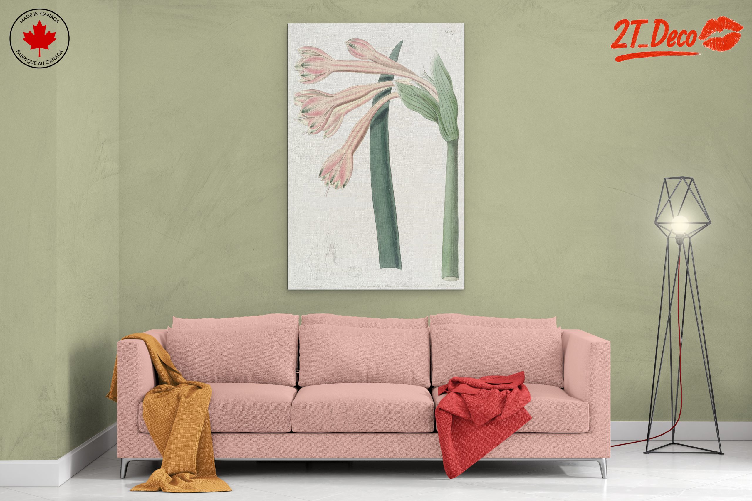 Detailed Botanical Illustration of Pink Flowers - Image 2