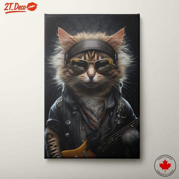 Stylish Cat with Guitar Art