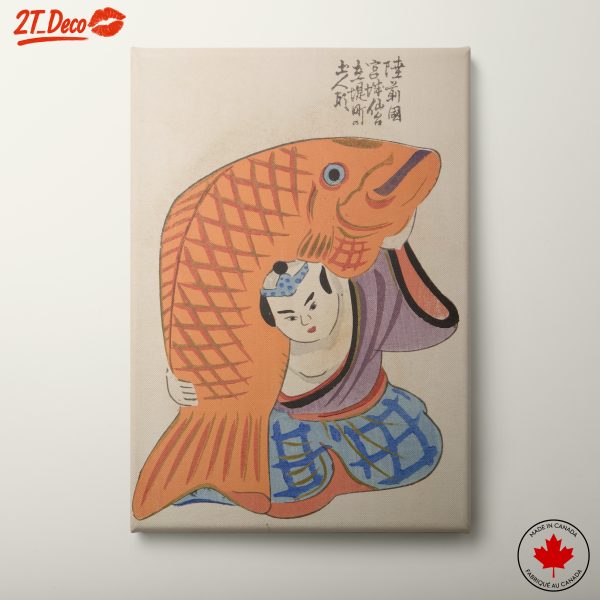 Traditional Japanese Artwork with Fish