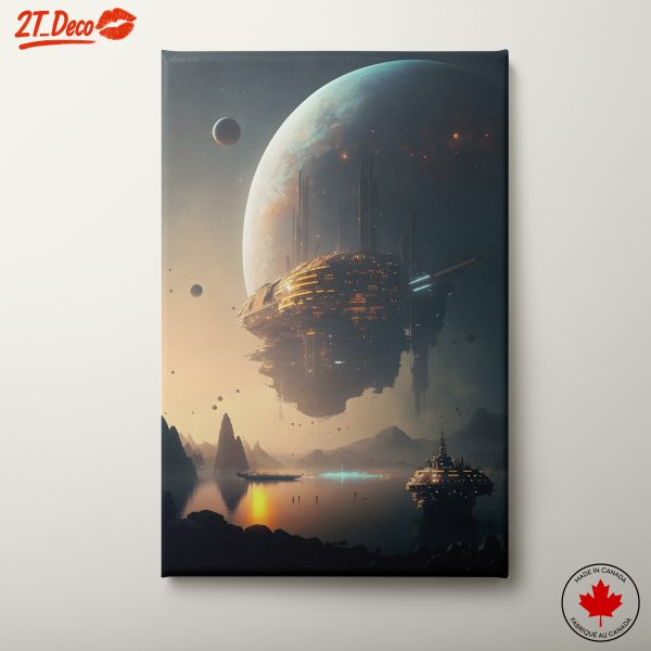 Futuristic Space Landscape Featuring a Cosmic City
