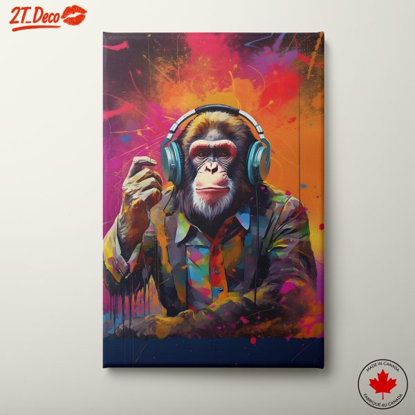 Colorful Musical Animal Artwork Featuring a Monkey