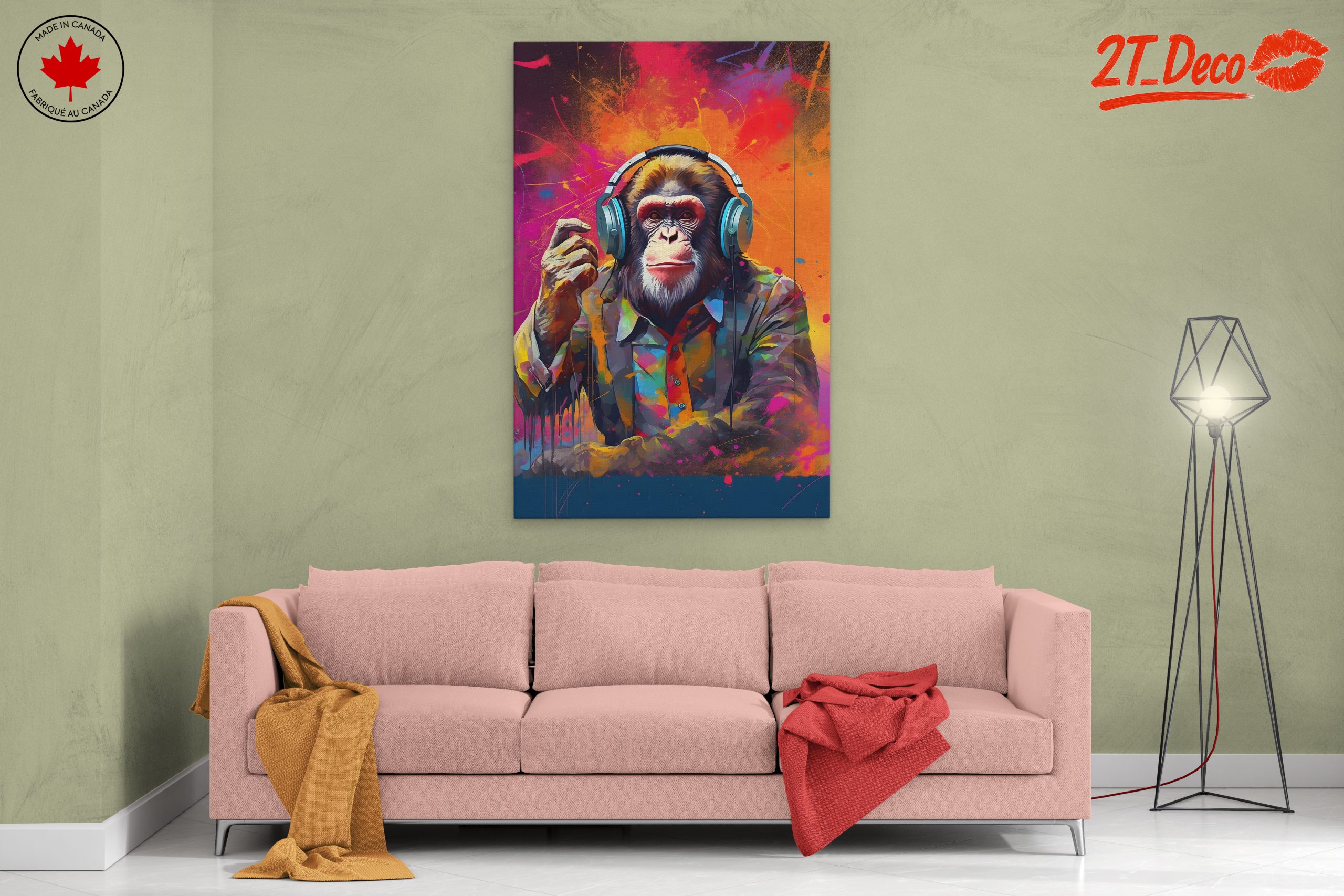 Colorful Musical Animal Artwork Featuring a Monkey - Image 2