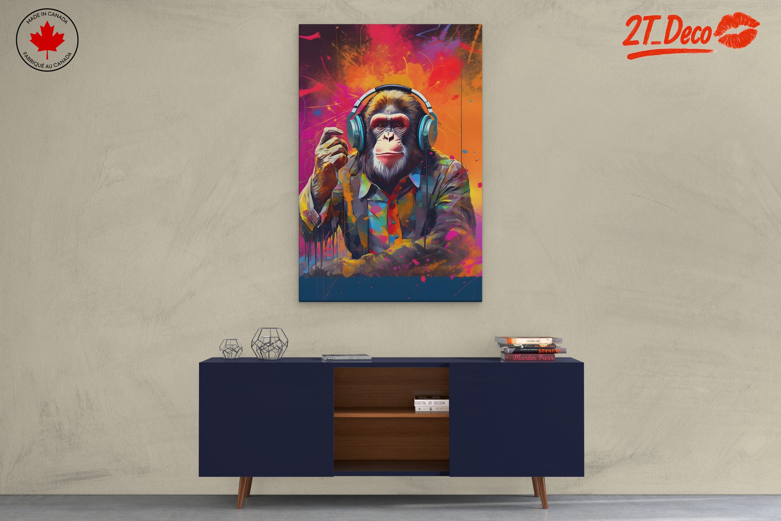 Colorful Musical Animal Artwork Featuring a Monkey - Image 3
