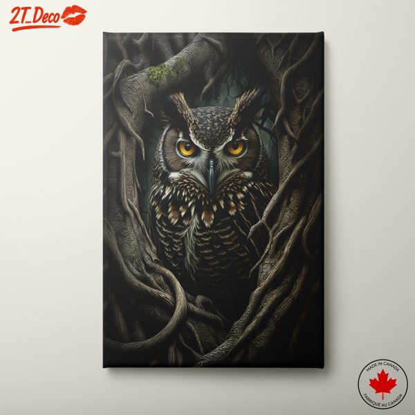 Majestic Owl Nestled in Twisted Roots