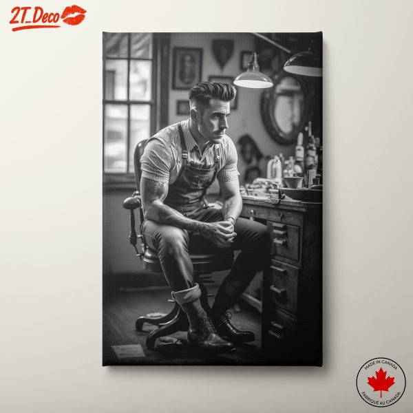 Stylish Bartender Portrayal in Black and White