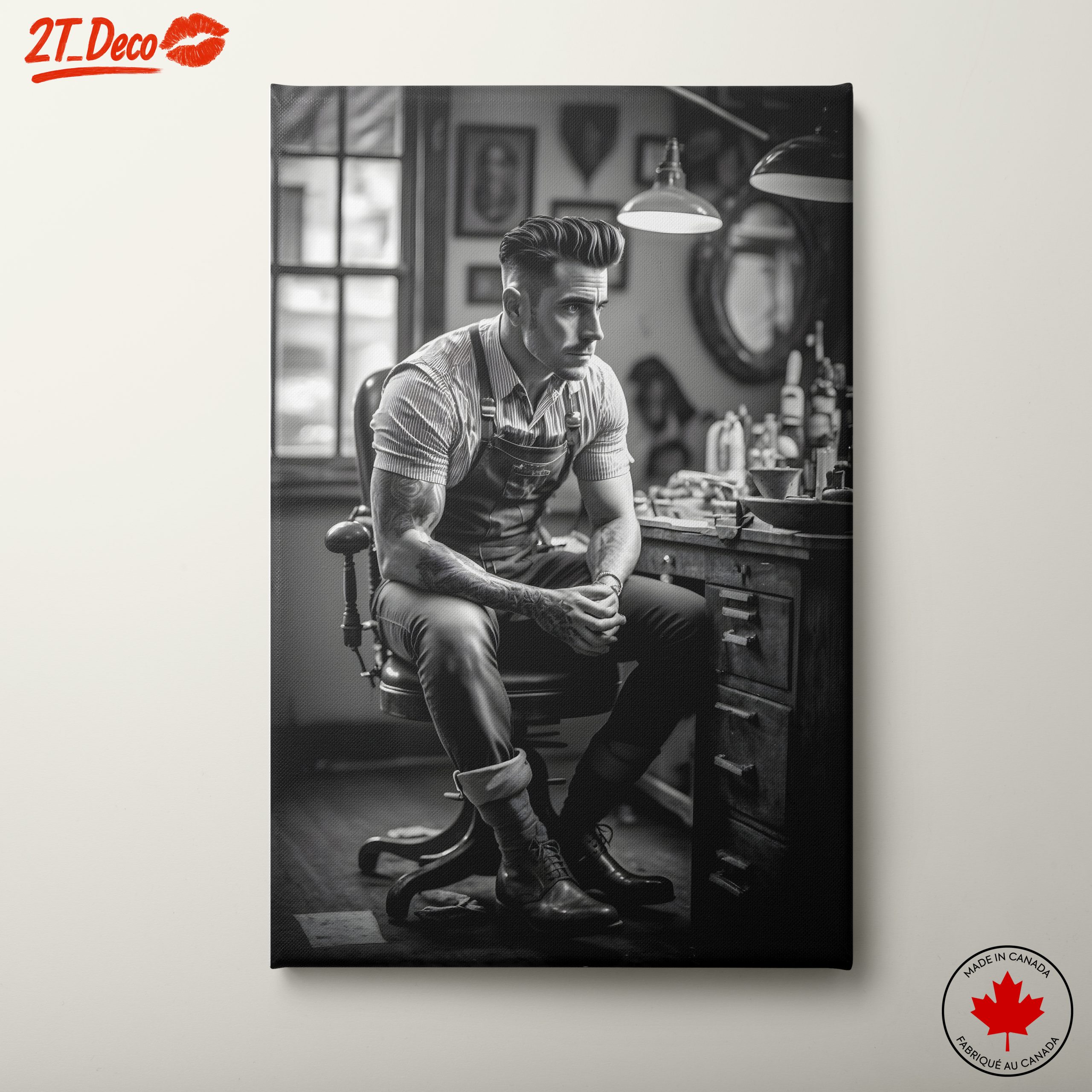 Stylish Bartender Portrayal in Black and White