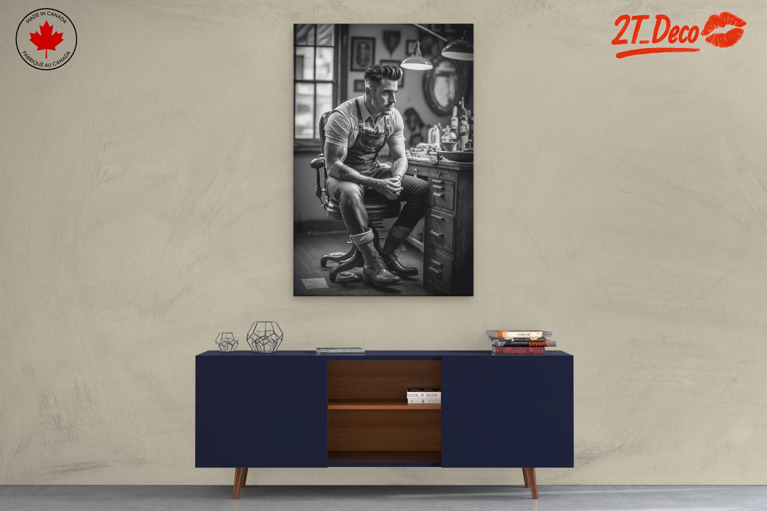 Stylish Bartender Portrayal in Black and White - Image 3