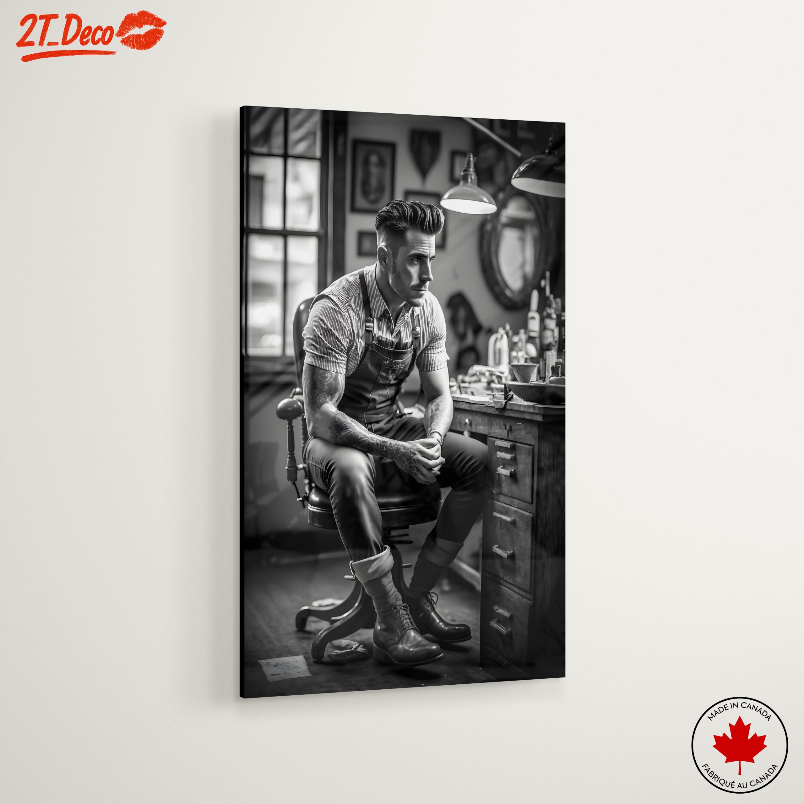Stylish Bartender Portrayal in Black and White - Image 6