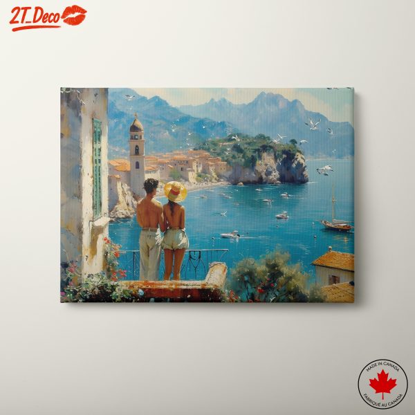 Couple Overlooking Charming Coastal View