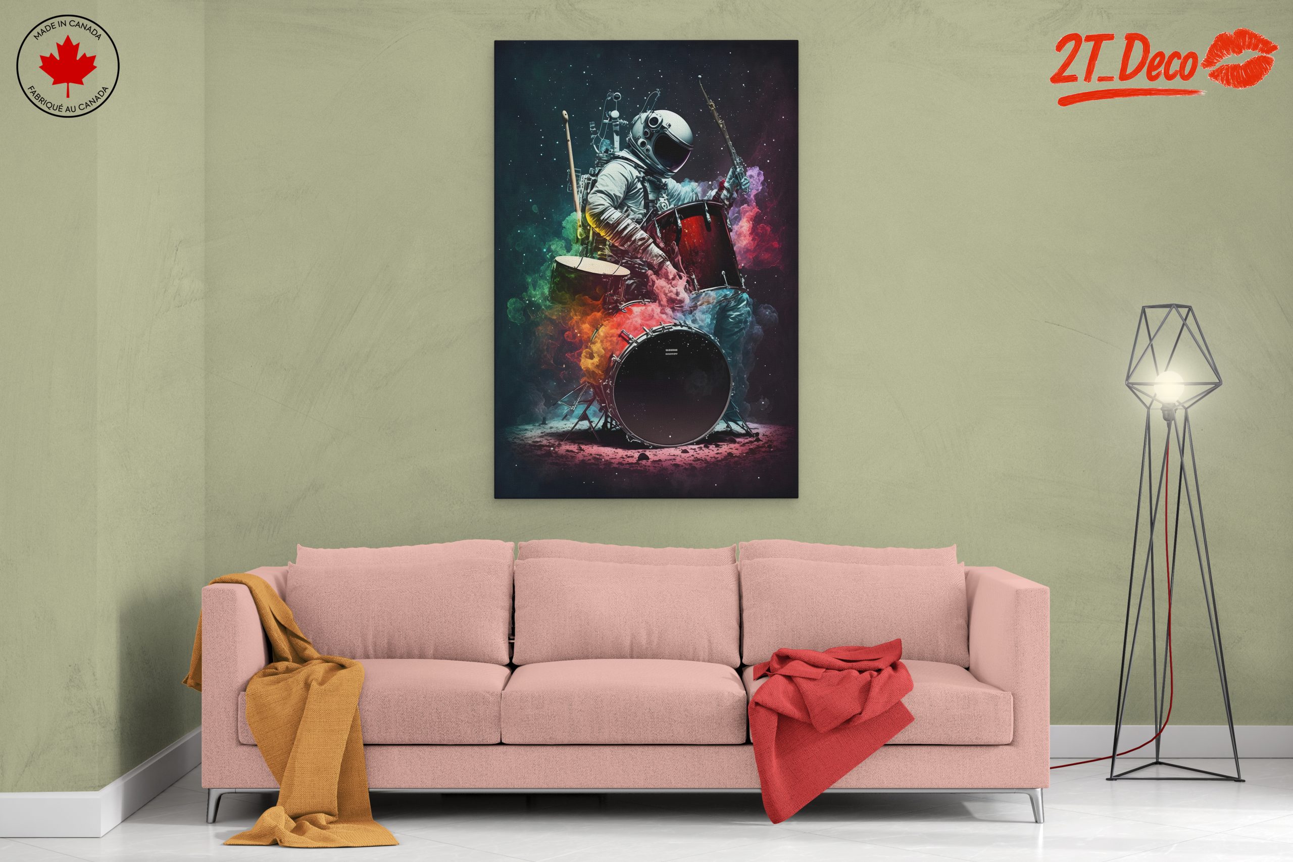 Astronaut Playing Drum in Colorful Space - Image 2