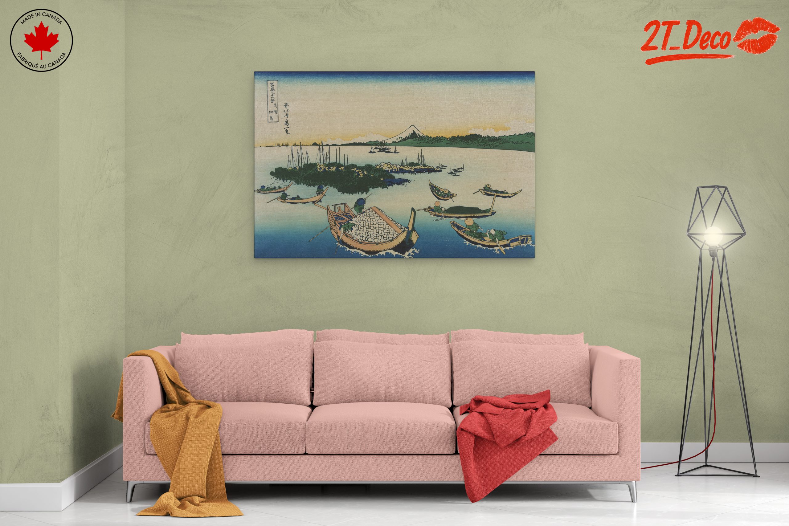 Traditional Japanese Landscape with Boats - Image 2