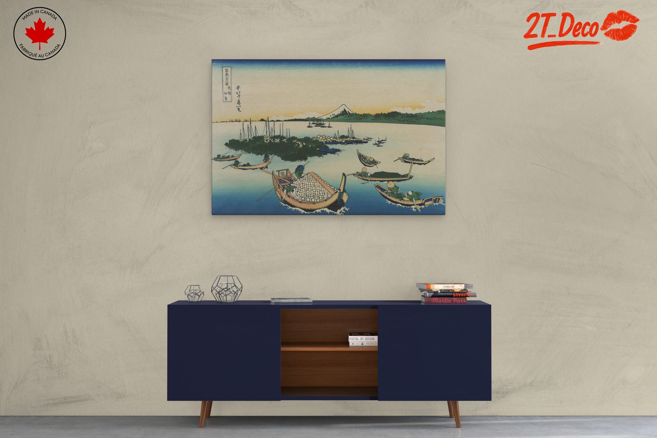 Traditional Japanese Landscape with Boats - Image 3
