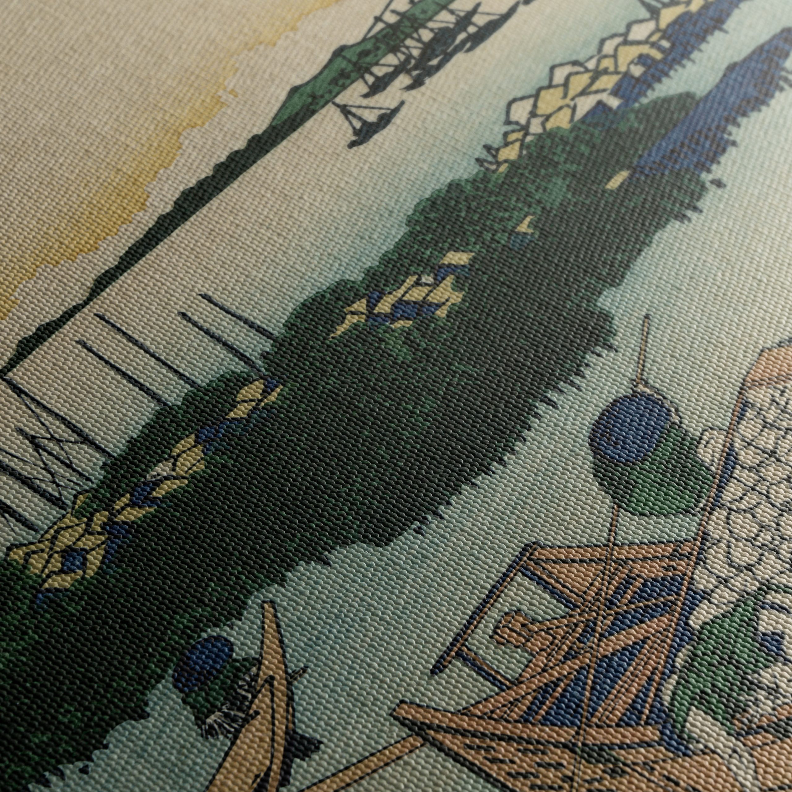 Traditional Japanese Landscape with Boats - Image 5