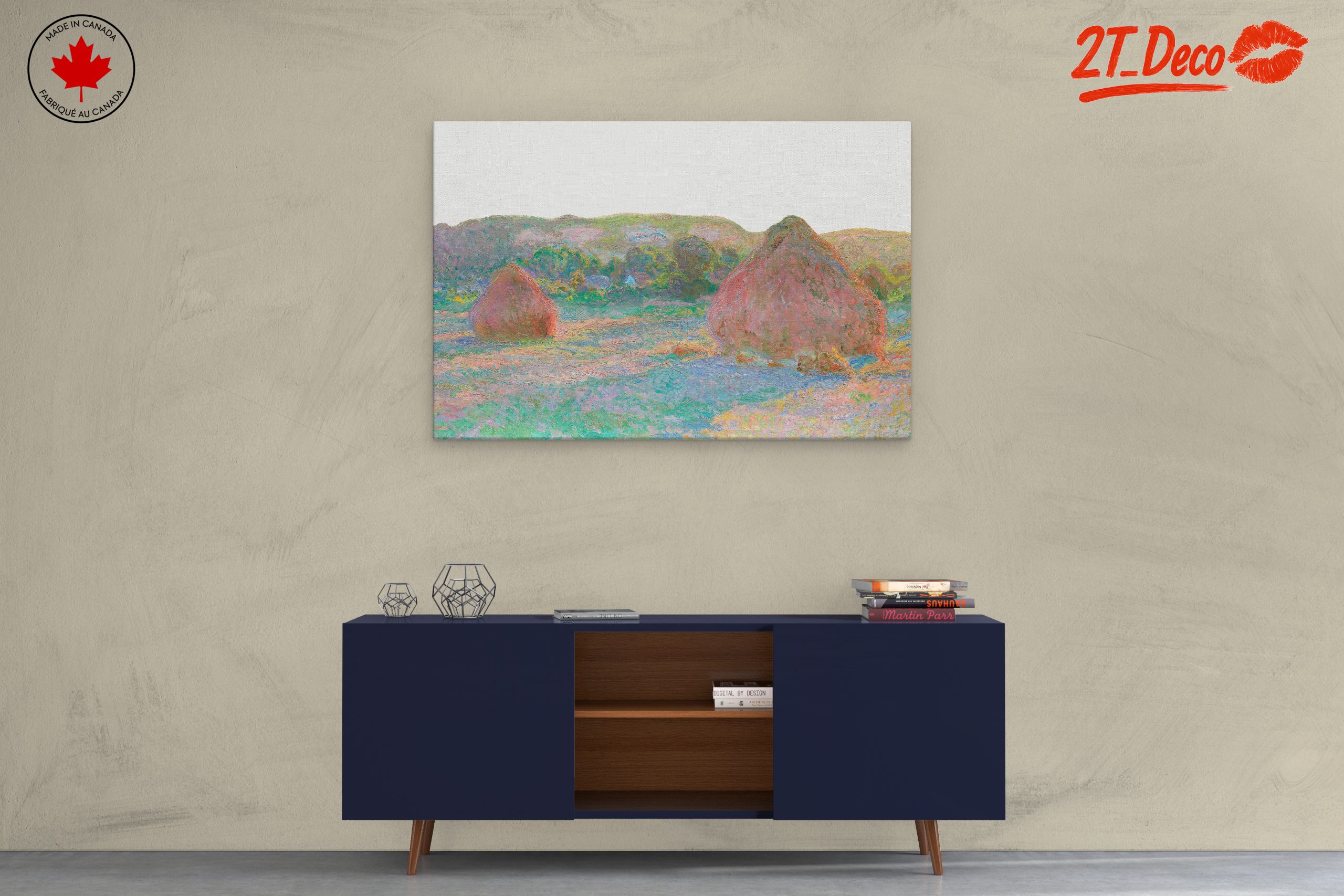 Impressionist Haystacks in a Pastoral Landscape - Image 3