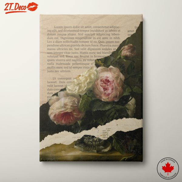 Elegant Botanical Roses on Vintage Background