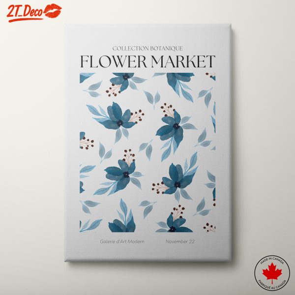 Flower Market Artwork with Blue Floral Design