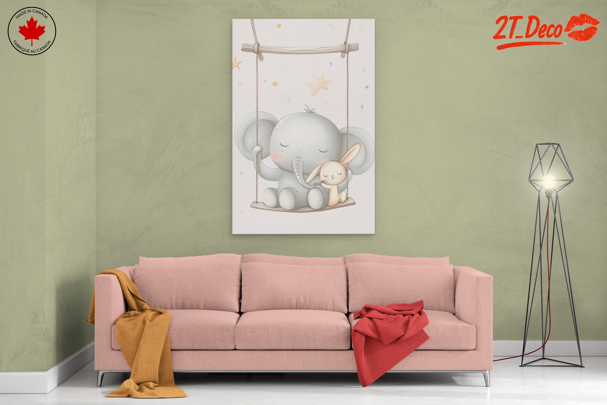 Elephant and Bunny Swinging Together - Image 2