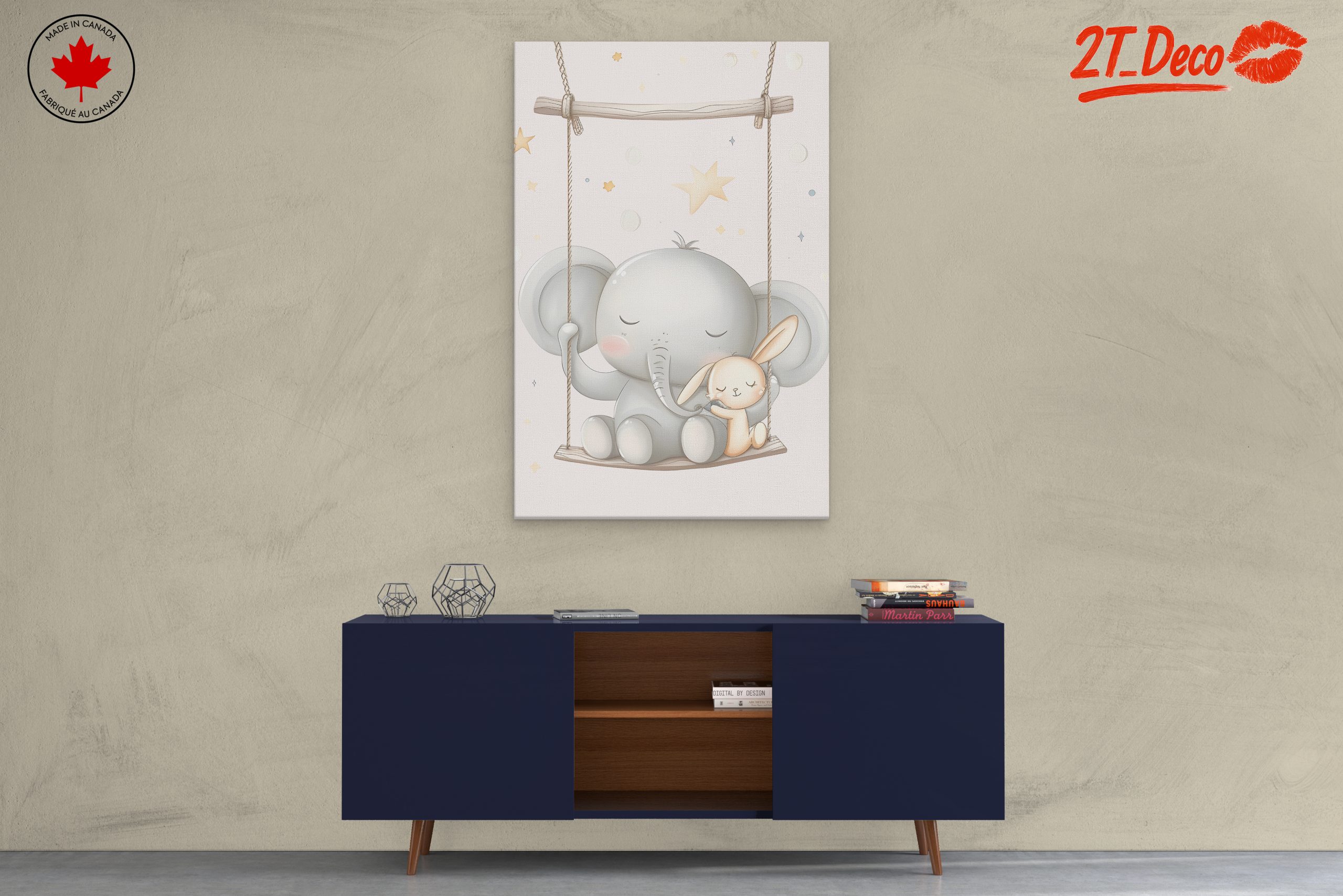 Elephant and Bunny Swinging Together - Image 3