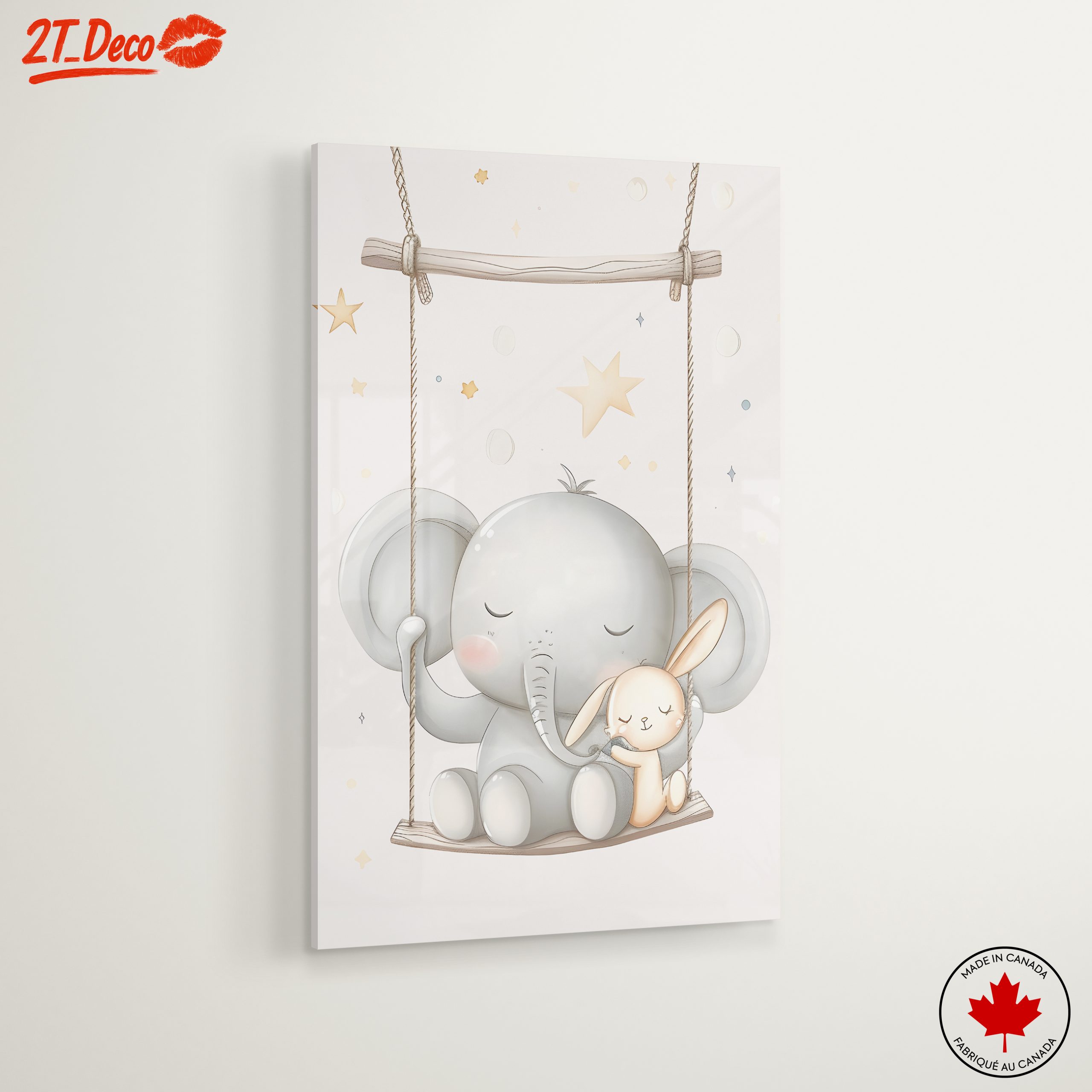 Elephant and Bunny Swinging Together - Image 6