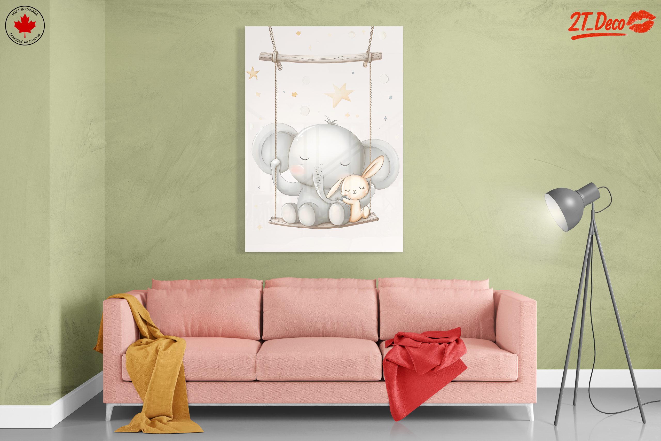 Elephant and Bunny Swinging Together - Image 7