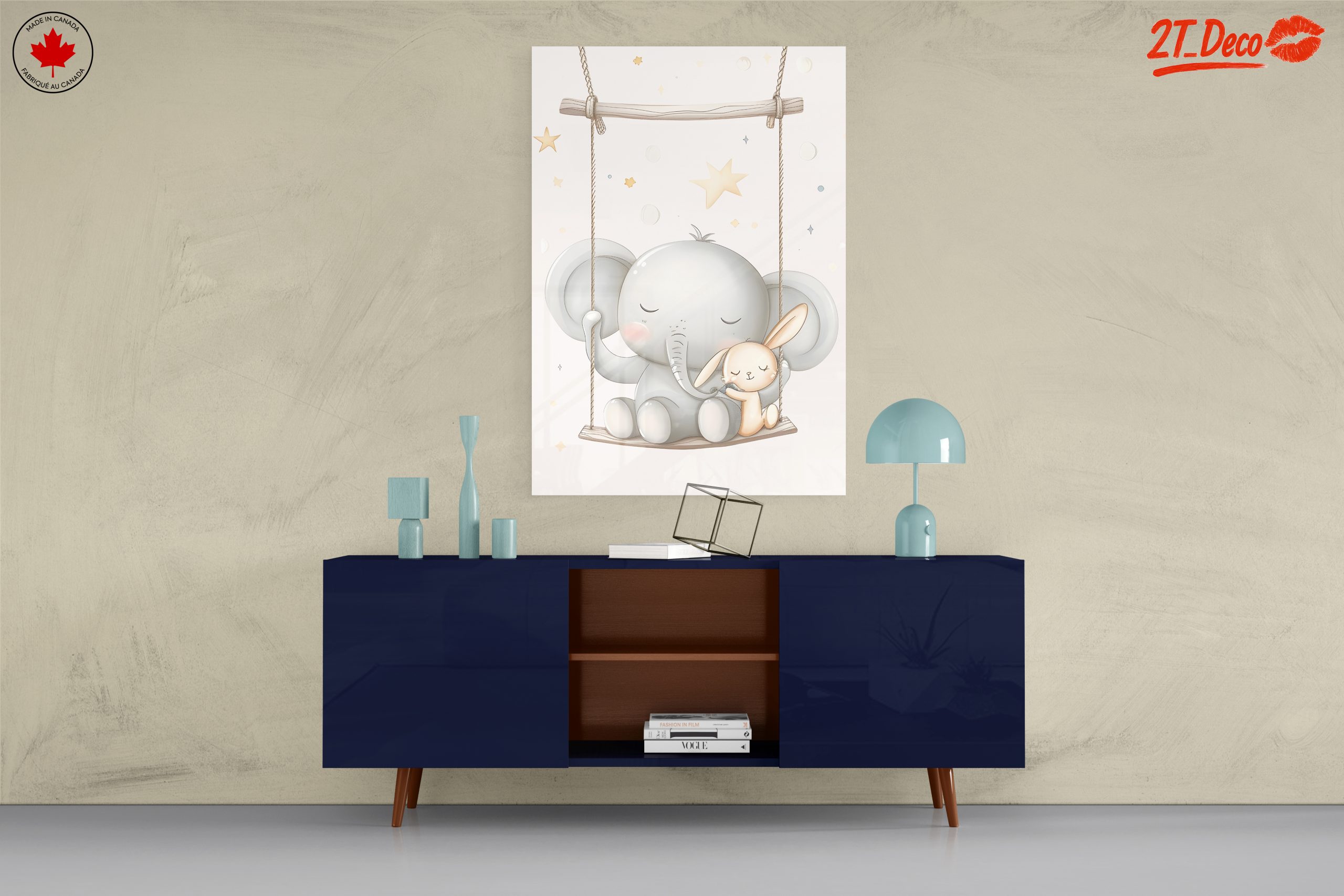 Elephant and Bunny Swinging Together - Image 8