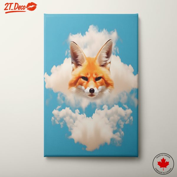 Stylized Fox in Clouds Artwork