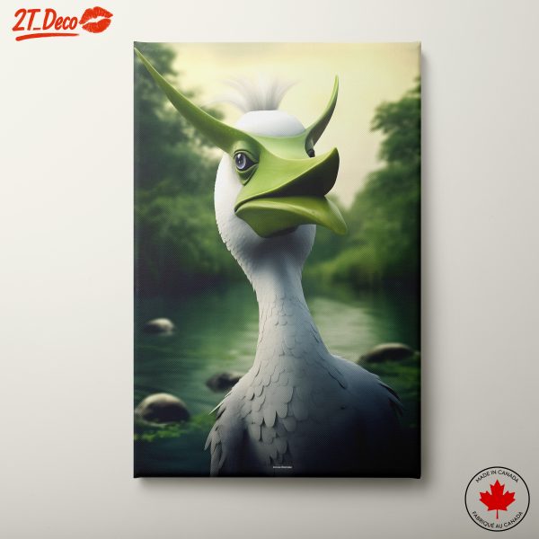 Quirky Bird Portrait in a Green Landscape
