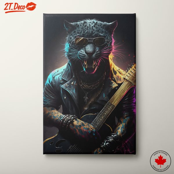 Rockstar Leopard Playing Guitar Art