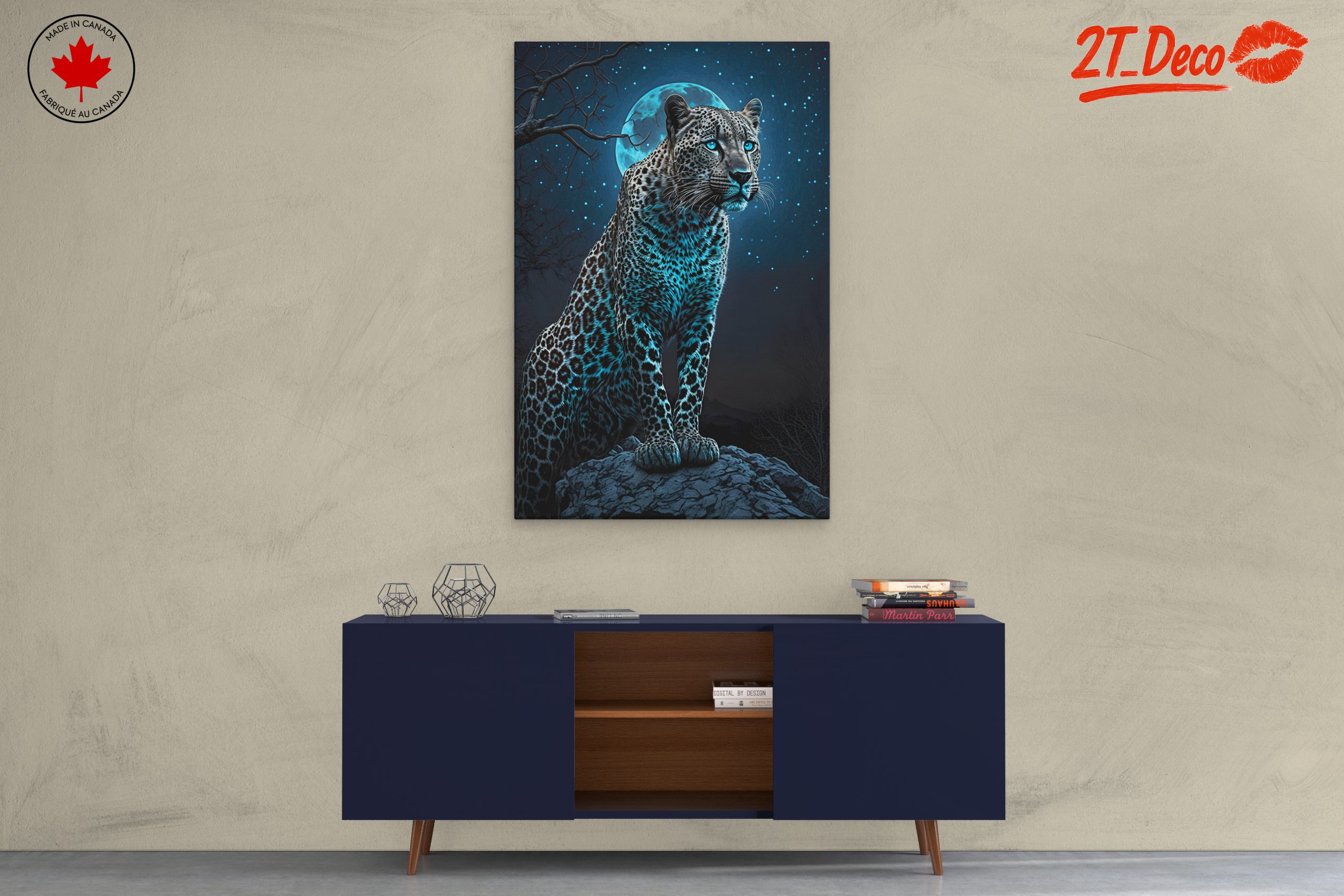 Leopard Under Moonlight Art - Image 3